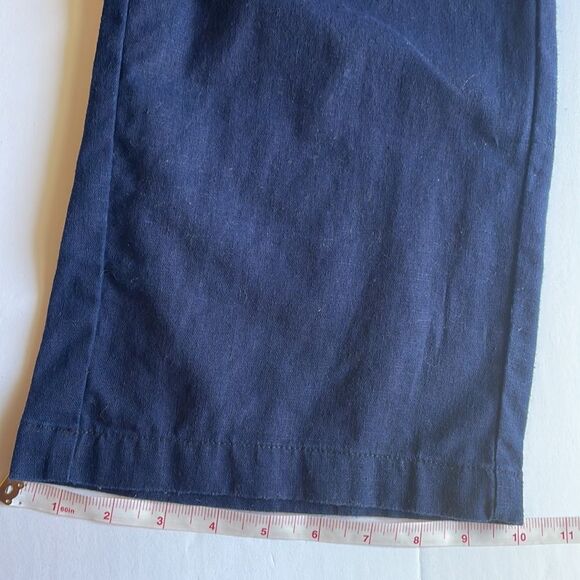 J. CREW 55% Linen 45% Cotton Navy Pull On Pants Tie Belt Side Pockets Wide Leg 2 - Picture 13 of 13